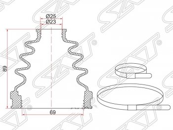 Пыльник ШРУСа (внутренний) SAT Nissan Bluebird Sylphy седан G10 дорестайлинг (2000-2003)