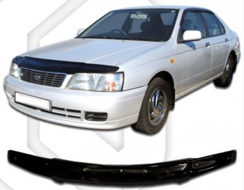 2 079 р. Дефлектор капота CA-Plastic  Nissan Bluebird  седан (1996-2001) (Classic черный, Без надписи)  с доставкой в г. Калуга. Увеличить фотографию 1