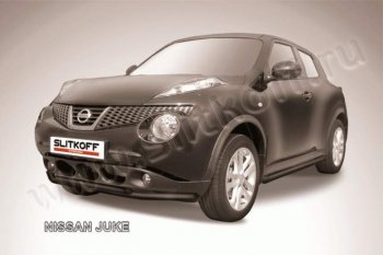 7 249 р. Защита переднего бампер Slitkoff  Nissan Juke  1 YF15 (2010-2020) (Цвет: серебристый)  с доставкой в г. Калуга. Увеличить фотографию 1