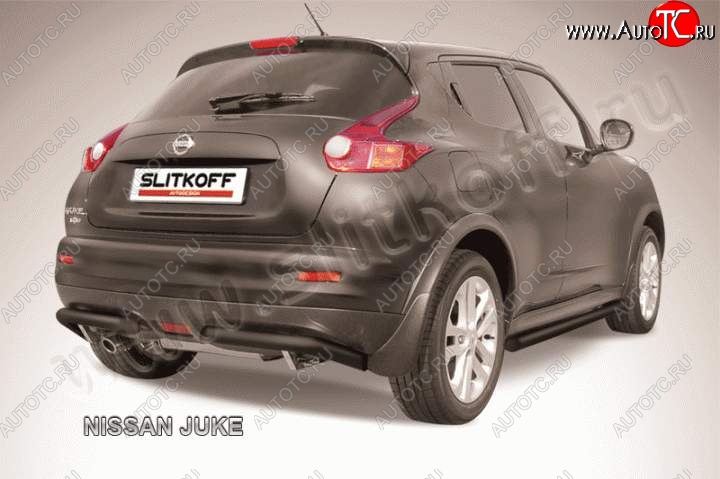 5 899 р. Защита заднего бампера Slitkoff (d57, 4WD)  Nissan Juke  1 YF15 (2010-2020) (Цвет: серебристый)  с доставкой в г. Калуга