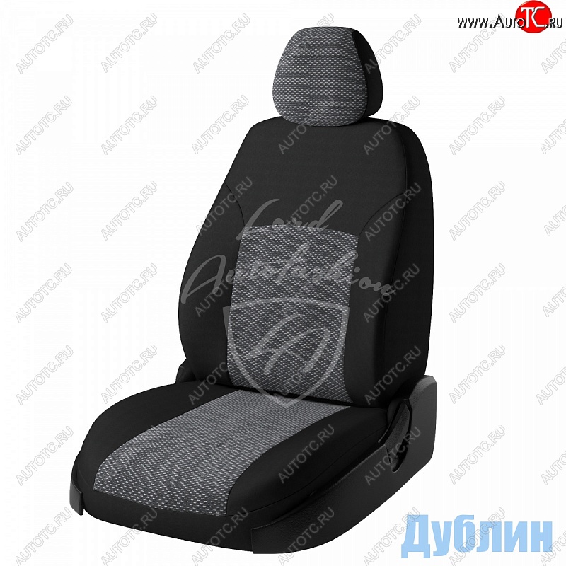 5 849 р. Чехлы для сидений Lord Autofashion Дублин (жаккард)  Nissan Juke  1 YF15 (2014-2020) рестайлинг (Черный, вставка Ёж Белый)  с доставкой в г. Калуга