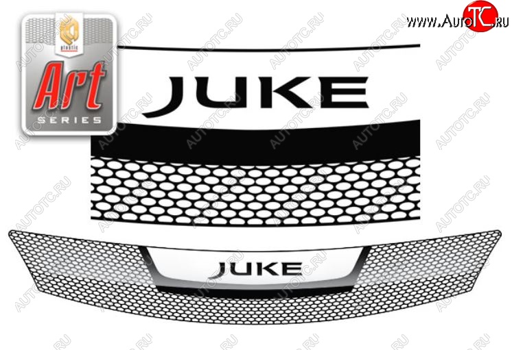2 169 р. Дефлектор капота CA-Plastiс  Nissan Juke  1 YF15 (2010-2020) (Серия Art черная)  с доставкой в г. Калуга