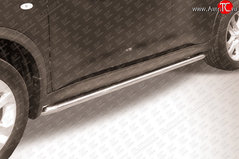 11 649 р. Защита порогов из круглой трубы диаметром 42 мм с загнутыми краями Slitkoff  Nissan Juke  1 YF15 (2010-2014) (2WD)  с доставкой в г. Калуга