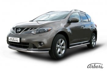 13 499 р. Защита штатных порогов Arbori (нержавейка, d57 mm). Nissan Murano 2 Z51 рестайлинг (2010-2016)  с доставкой в г. Калуга. Увеличить фотографию 2