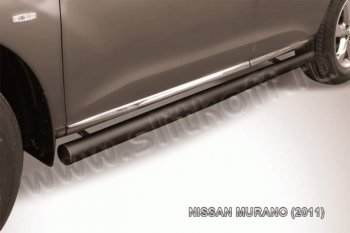 8 999 р. Защита порогов Slitkoff  Nissan Murano  2 Z51 (2010-2016) (Цвет: серебристый)  с доставкой в г. Калуга. Увеличить фотографию 1