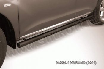9 399 р. Защита порогов Slitkoff  Nissan Murano  2 Z51 (2010-2016) (Цвет: серебристый)  с доставкой в г. Калуга. Увеличить фотографию 1