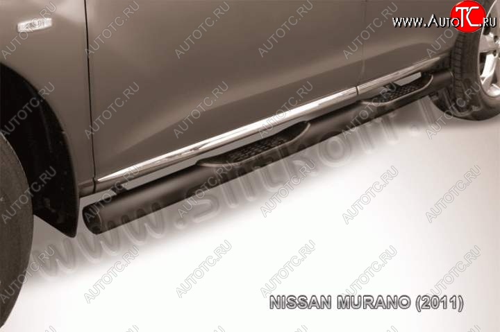 10 899 р. Защита порогов Slitkoff  Nissan Murano  2 Z51 (2010-2016) (Цвет: серебристый)  с доставкой в г. Калуга