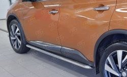 22 749 р. Порожки для ног (Ø42) Russtal  Nissan Murano  3 Z52 (2015-2024) (лист - алюминий, профиль - нержавейка)  с доставкой в г. Калуга. Увеличить фотографию 4