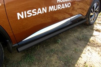 9 399 р. Защита порогов Slitkoff  Nissan Murano  3 Z52 (2015-2024) (Цвет: серебристый)  с доставкой в г. Калуга. Увеличить фотографию 1