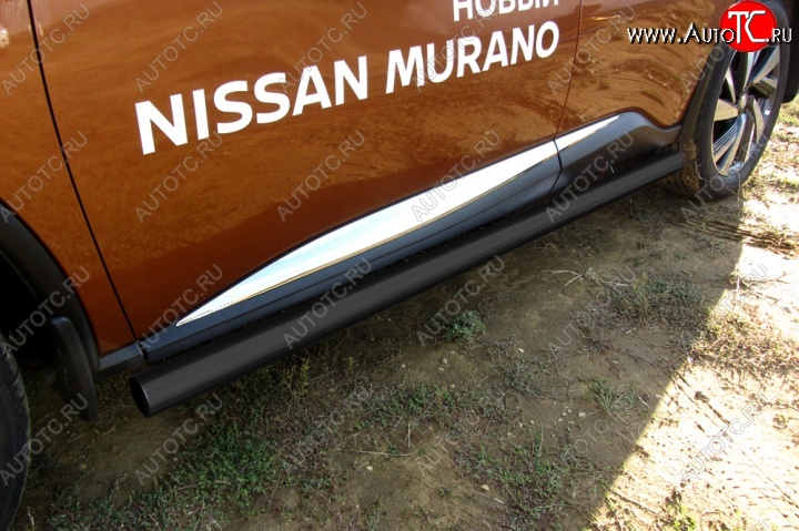 9 399 р. Защита порогов Slitkoff  Nissan Murano  3 Z52 (2015-2024) (Цвет: серебристый)  с доставкой в г. Калуга