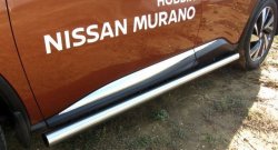 Защита порогов из круглой трубы диаметром 76 мм Slitkoff Nissan Murano 3 Z52 дорестайлинг (2015-2022)