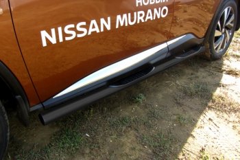 11 599 р. Защита порогов Slitkoff  Nissan Murano  3 Z52 (2015-2024) (Цвет: серебристый)  с доставкой в г. Калуга. Увеличить фотографию 1