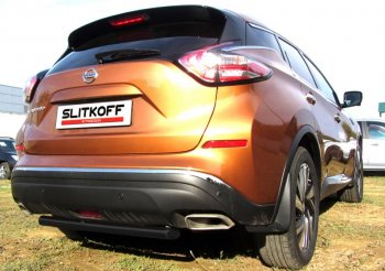 4 299 р. Защита заднего бампера Slitkoff (Ø 57, короткая)  Nissan Murano  3 Z52 (2015-2022) (Сталь с полимерным покрытием. Цвет: черный)  с доставкой в г. Калуга. Увеличить фотографию 1