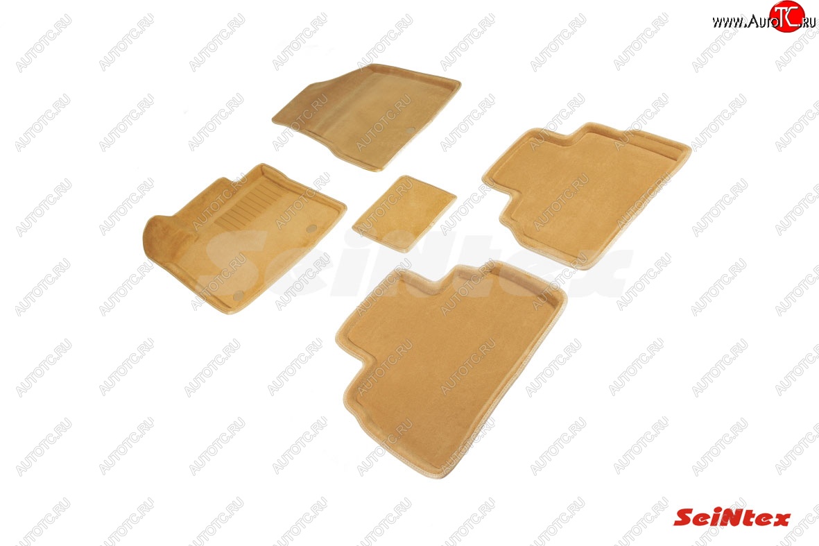 5 449 р. Комплект 3D ковриков в салон (ворсовые / бежевые) Seintex Nissan Murano 3 Z52 рестайлинг (2020-2024)  с доставкой в г. Калуга