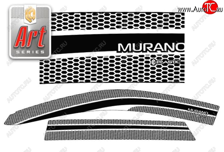 2 399 р. Дефлектора окон CA-Plastic  Nissan Murano  1 Z50 (2002-2009) (Серия Art белая, Без хром.молдинга)  с доставкой в г. Калуга