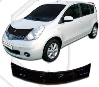 1 989 р. Дефлектор капота (левый руль) CA-Plastic  Nissan Note  1 (2004-2008) (Classic черный, Без надписи)  с доставкой в г. Калуга. Увеличить фотографию 1