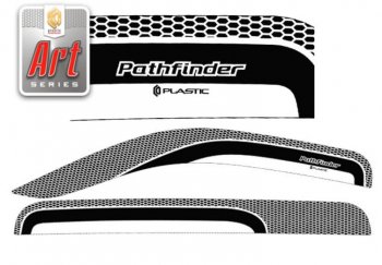 2 399 р. Дефлектора окон CA-Plastic  Nissan Pathfinder  R51 (2004-2007) (Серия Art черная, Без хром.молдинга)  с доставкой в г. Калуга. Увеличить фотографию 1