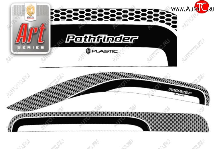 2 399 р. Дефлектора окон CA-Plastic  Nissan Pathfinder  R51 (2004-2007) (Серия Art черная, Без хром.молдинга)  с доставкой в г. Калуга