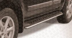 8 599 р. Защита штатных порогов из круглой трубы диаметром 42 мм Slitkoff  Nissan Pathfinder  R51 (2004-2007) (Нержавейка, Полированная)  с доставкой в г. Калуга. Увеличить фотографию 1