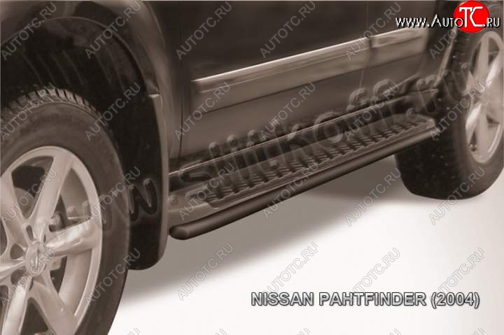 5 999 р. Защита штатного порога d42 Slitkoff Nissan Pathfinder R51 дорестайлинг (2004-2007) (Цвет: серебристый)  с доставкой в г. Калуга