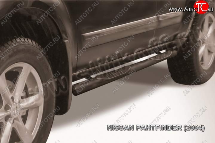 9 749 р. Защита порогов Slitkoff Nissan Pathfinder R51 дорестайлинг (2004-2007) (Цвет: серебристый)  с доставкой в г. Калуга