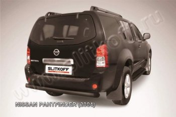 7 449 р. Защита задняя Slitkoff  Nissan Pathfinder  R51 (2004-2007) (Цвет: серебристый)  с доставкой в г. Калуга. Увеличить фотографию 1