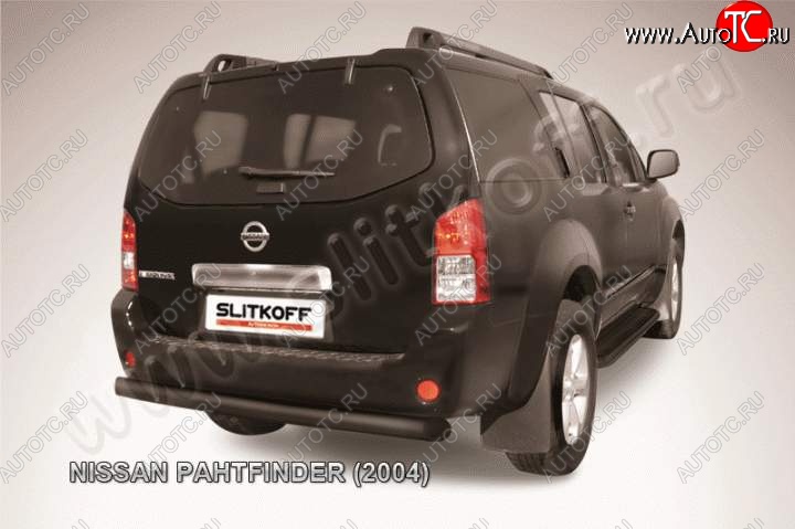 7 449 р. Защита задняя Slitkoff  Nissan Pathfinder  R51 (2004-2007) (Цвет: серебристый)  с доставкой в г. Калуга