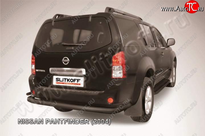 8 899 р. Защита задняя Slitkoff  Nissan Pathfinder  3 R51 (2004-2010) (Цвет: серебристый)  с доставкой в г. Калуга