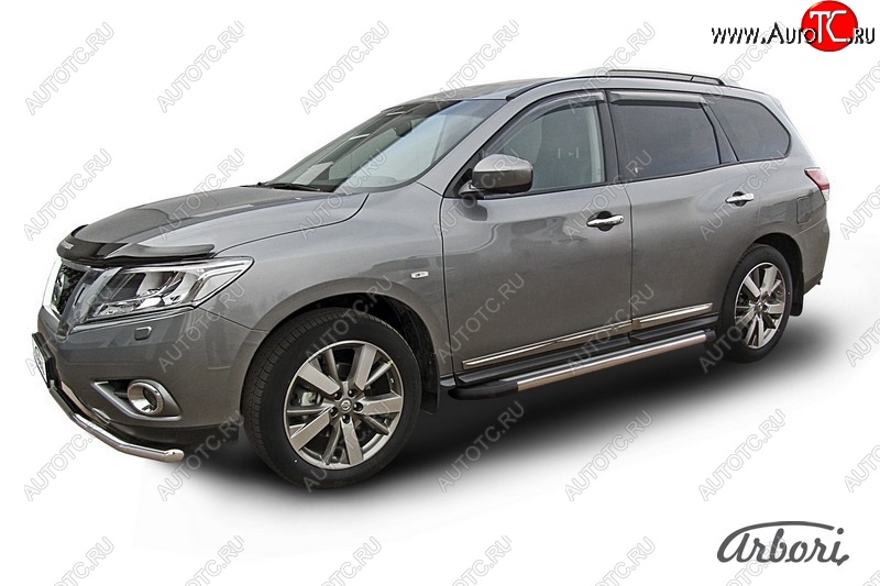 12 509 р. Порожки для ног Arbori Luxe Black Nissan Pathfinder R52 дорестайлинг (2012-2017)  с доставкой в г. Калуга