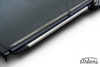 Порожки для ног Arbori Luxe Silver Nissan Pathfinder R52 дорестайлинг (2012-2017)
