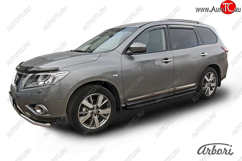 11 609 р. Порожки для ног Arbori Optima Black Nissan Pathfinder R52 дорестайлинг (2012-2017)  с доставкой в г. Калуга