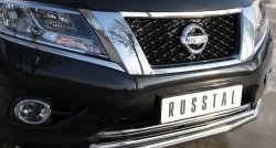 18 799 р. Защита переднего бампера (2 трубыØ63 и 42 мм, нержавейка) Russtal  Nissan Pathfinder  R52 (2012-2017)  с доставкой в г. Калуга. Увеличить фотографию 3