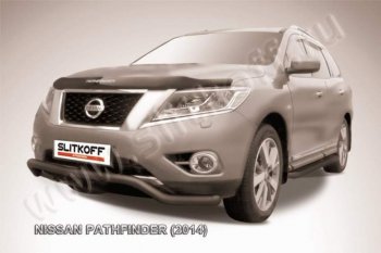 8 799 р. защита переднего бампера Slitkoff  Nissan Pathfinder  R52 (2012-2017) (Цвет: серебристый)  с доставкой в г. Калуга. Увеличить фотографию 1