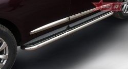 Защита порогов с листом Souz-96 (d60). Nissan Pathfinder R52 дорестайлинг (2012-2017)
