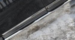 20 749 р. Защита порогов с пластиковыми вставками для ног из круглой трубы диаметром 76 мм Russtal Nissan Pathfinder R52 дорестайлинг (2012-2017) (Защита порогов с со скосами на торцах (вариант 1))  с доставкой в г. Калуга. Увеличить фотографию 5