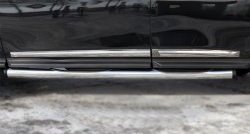20 749 р. Защита порогов с пластиковыми вставками для ног из круглой трубы диаметром 76 мм Russtal  Nissan Pathfinder  R52 (2012-2017) (Защита порогов с со скосами на торцах (вариант 1))  с доставкой в г. Калуга. Увеличить фотографию 6
