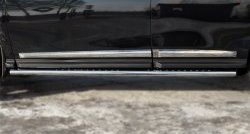 30 649 р. Защита порогов с круглыми вставками для ног из овальной трубы диаметром 120x60 мм Russtal  Nissan Pathfinder  R52 (2012-2017)  с доставкой в г. Калуга. Увеличить фотографию 2