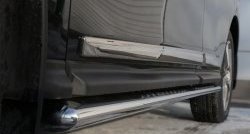 30 649 р. Защита порогов с круглыми вставками для ног из овальной трубы диаметром 120x60 мм Russtal Nissan Pathfinder R52 дорестайлинг (2012-2017)  с доставкой в г. Калуга. Увеличить фотографию 3