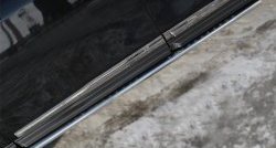 30 649 р. Защита порогов с круглыми вставками для ног из овальной трубы диаметром 120x60 мм Russtal Nissan Pathfinder R52 дорестайлинг (2012-2017)  с доставкой в г. Калуга. Увеличить фотографию 1