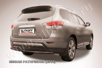 7 199 р. Защита задняя Slitkoff  Nissan Pathfinder  R52 (2012-2017) (Цвет: серебристый)  с доставкой в г. Калуга. Увеличить фотографию 1