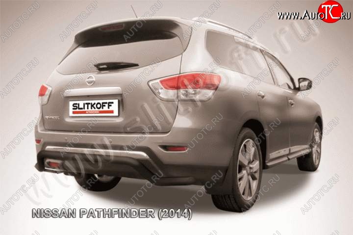 7 999 р. Защита задняя Slitkoff  Nissan Pathfinder  R52 (2012-2017) (Цвет: серебристый)  с доставкой в г. Калуга