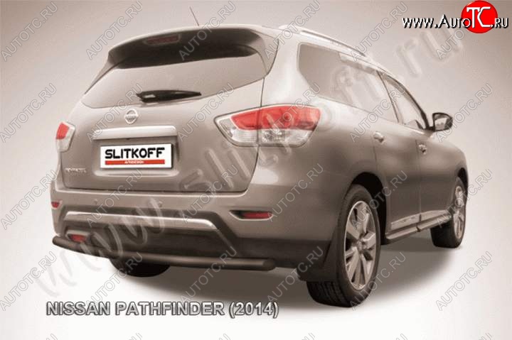 7 199 р. Защита задняя Slitkoff  Nissan Pathfinder  R52 (2012-2017) (Цвет: серебристый)  с доставкой в г. Калуга