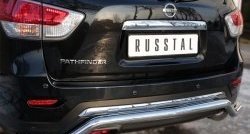 Защита заднего бампера (Ø63 мм волна, нержавейка) Russtal Nissan (Нисан) Pathfinder (Патфайндер)  4 R52 (2012-2017) 4 R52 дорестайлинг