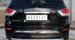 11 999 р. Защита заднего бампера (Ø63 мм, нержавейка) Russtal  Nissan Pathfinder  R52 (2012-2017)  с доставкой в г. Калуга. Увеличить фотографию 1