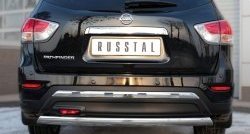 15 649 р. Защита заднего бампера (Ø75x42 мм, нержавейка) Russtal  Nissan Pathfinder  R52 (2012-2017)  с доставкой в г. Калуга. Увеличить фотографию 1