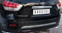 6 399 р. Защита заднего бампера (Ø63 мм уголки, нержавейка) Russtal  Nissan Pathfinder  4 R52 (2012-2017)  с доставкой в г. Калуга. Увеличить фотографию 2