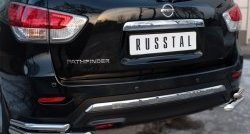 15 649 р. Защита заднего бампера (2 трубы Ø63 и 42 мм уголки, нержавейка) Russtal  Nissan Pathfinder  R52 (2012-2017)  с доставкой в г. Калуга. Увеличить фотографию 2