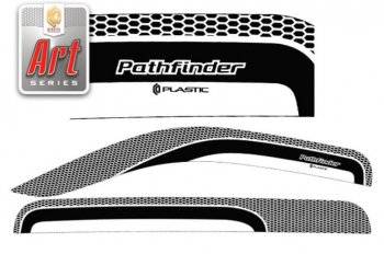 2 399 р. Дефлектора окон CA-Plastic  Nissan Pathfinder  R51 (2009-2014) (Серия Art белая, Без хром.молдинга)  с доставкой в г. Калуга. Увеличить фотографию 1