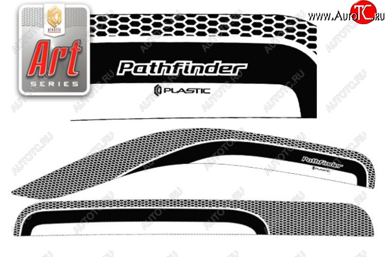 2 399 р. Дефлектора окон CA-Plastic  Nissan Pathfinder  R51 (2009-2014) (Серия Art белая, Без хром.молдинга)  с доставкой в г. Калуга