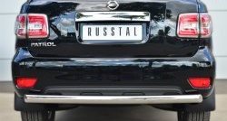 14 599 р. Защита заднего бампера (Ø76 мм, нержавейка) Russtal  Nissan Patrol  6 (2014-2017)  с доставкой в г. Калуга. Увеличить фотографию 1
